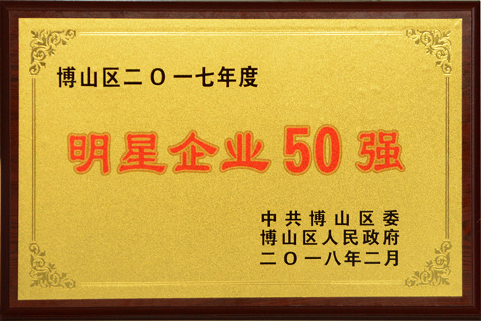集團(tuán)公司榮獲“2017年度博山區(qū)明星企業(yè)50強”稱號